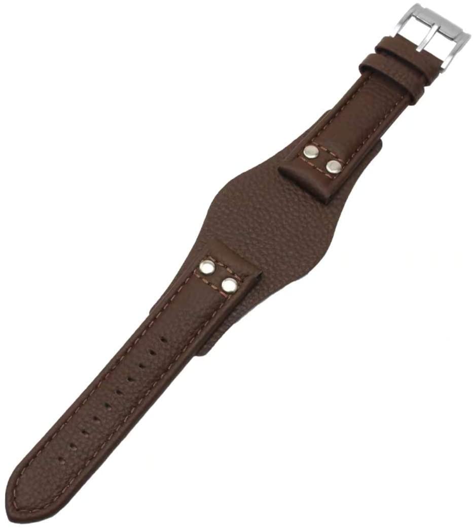 Dioway for Fossil CH2891 Leather Watch Bands 22mm Replacement with Stainless Steel Buckle - Brown