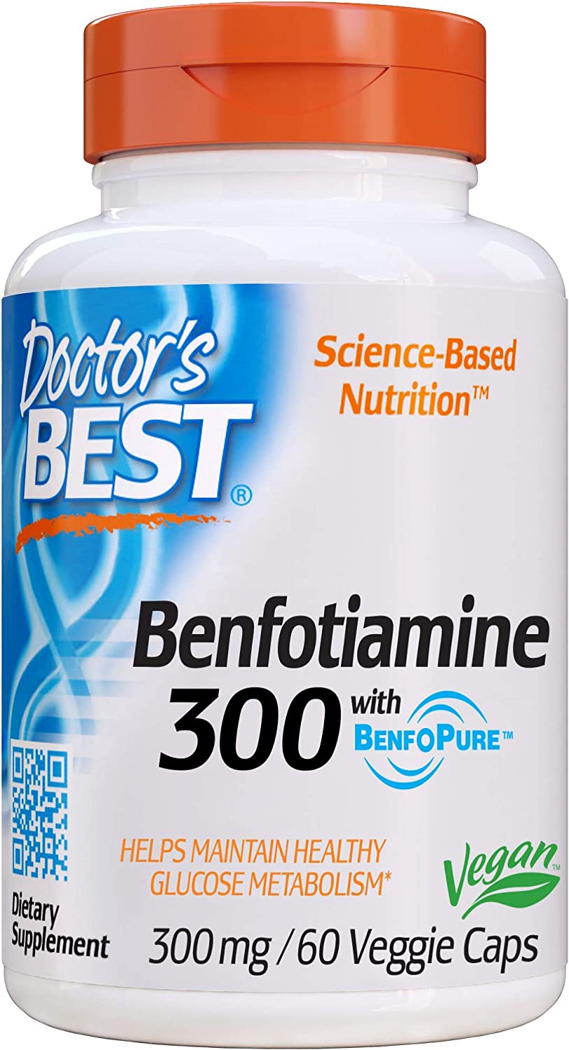 Doctor's Best Benfotiamine 300mg with BenfoPure Helps Maintain Blood Sugar Levels - 60 Veggie Caps