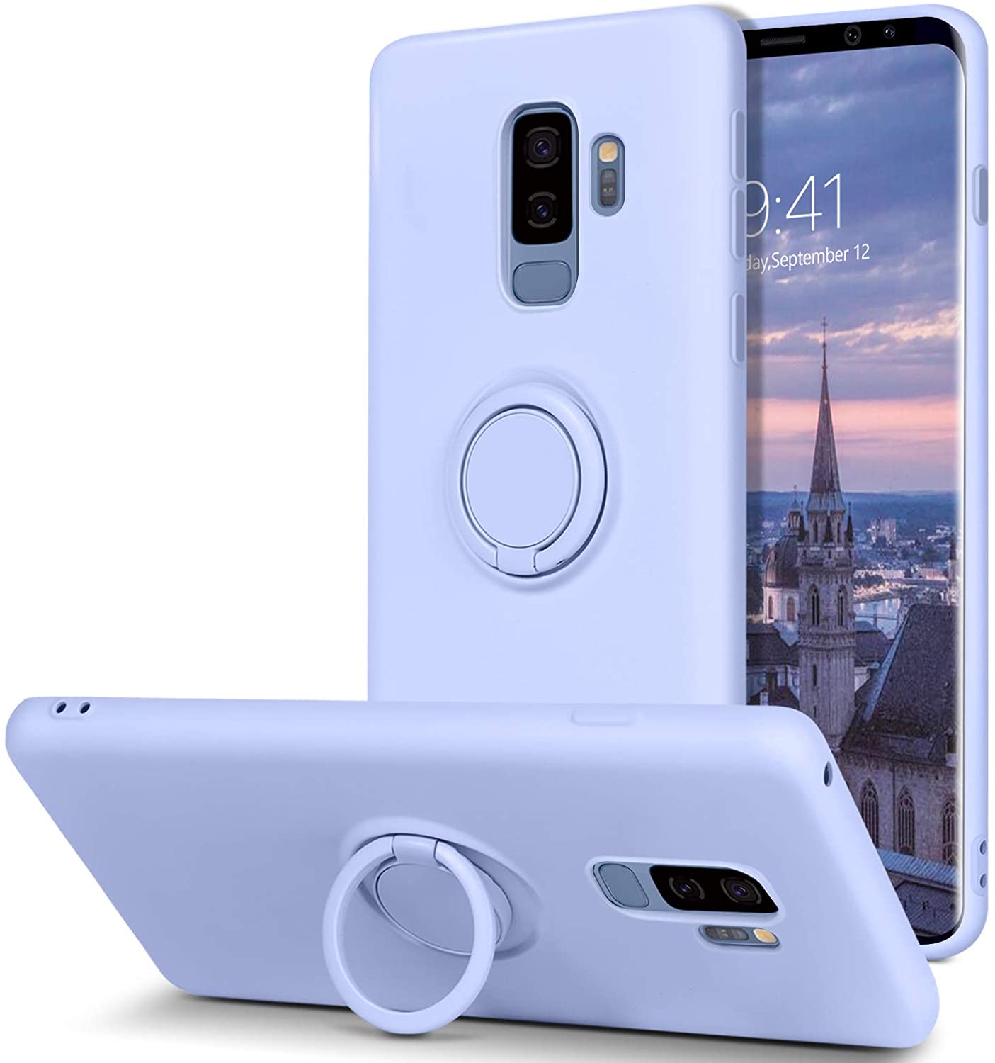 DOMAVER Samsung Galaxy S9 Plus Case 360° Ring Holder Kickstand (Support Car Mount) Case Cover