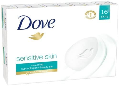 Dove Beauty Bar, Sensitive Skin 4 oz, 16 Bar Sensitive Skin 8 Bar (Pack of 2)