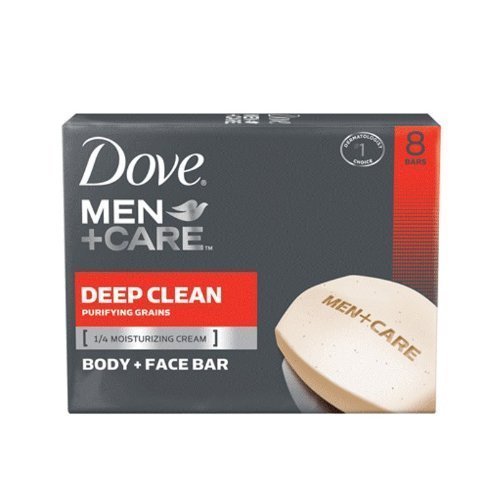 Dove Men+Care Body and Face Bar Deep Clean Scent, 8 Count -4 Packs