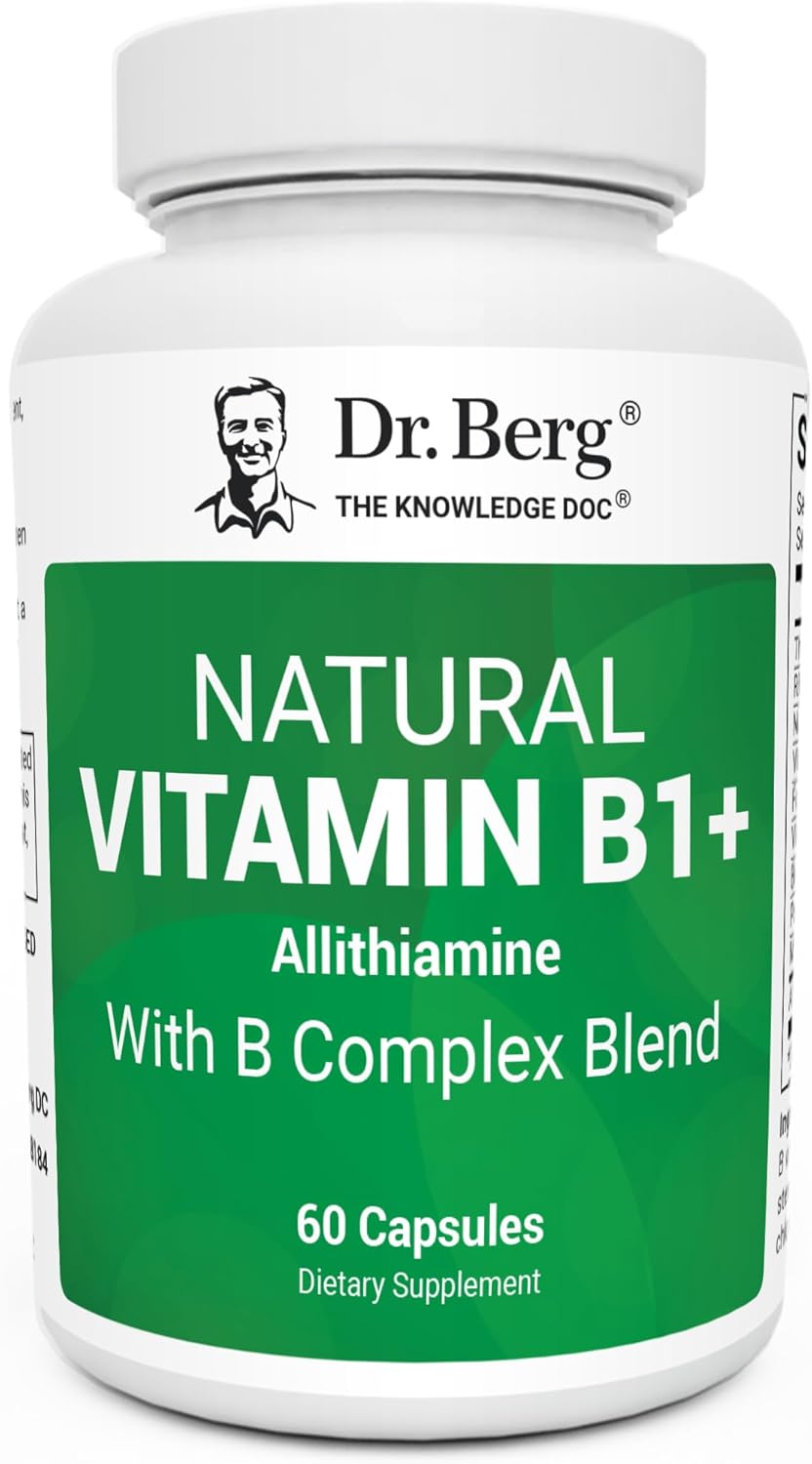 Dr. Berg Natural Vitamin B1 B6 B12 Complex - Allithiamine Vitamin B1 Supplement with 8 Essential Vitamin B Complex for Men & Women - 60 Tabs