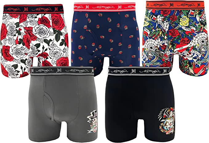 Ed Hardy Men's Cooling Micro Modal Underwear, Soft Breathable Underpants with Colorful Prints - Pack of 5