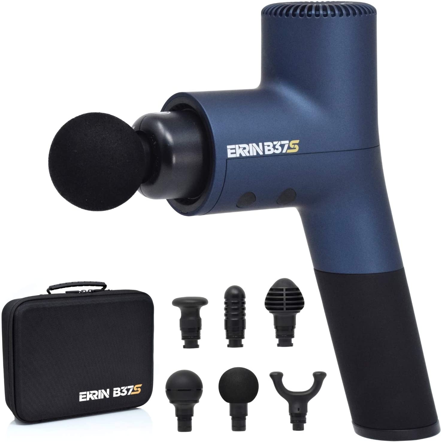 Ekrin Athletics B37S Massage Gun - Percussion Massager for Sore Muscles & Recovery with 5 Speeds / 6 Attachments / Move Better & Recover Faster