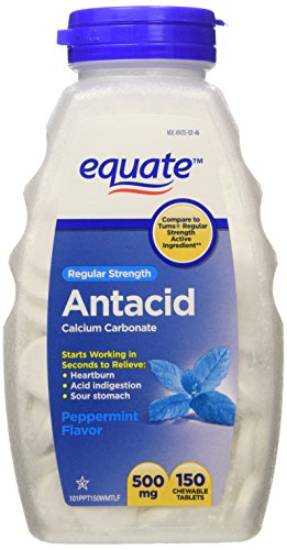 Equate - Antacid Tablets, Regular Strength 500 mg, 150 Chewable Tablets, Peppermint Flavor