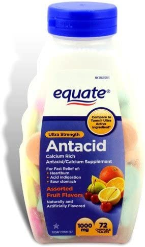 Equate - Antacid Tablets, Ultra Strength 1000 mg, 72 Chewable Tablets, Compare to Tums