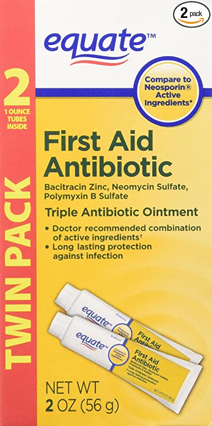 Equate Triple Antibiotic First Aid Ointment, 1 oz.(Compare to Neosporin Active Ingredients) Twin Pack