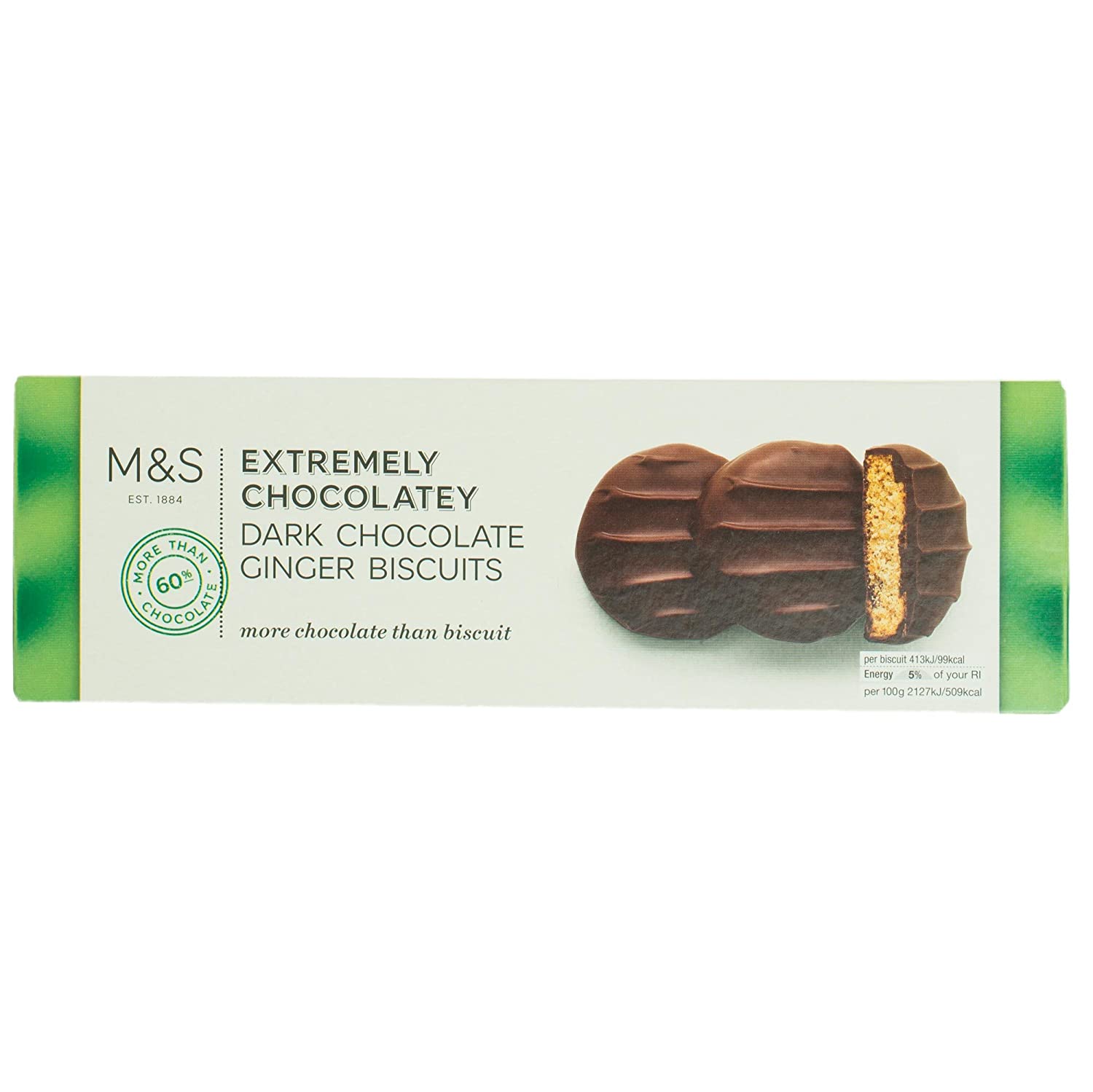 Extremely Chocolatey Dark Chocolate Ginger Rounds Biscuits Cookies - 0.4 Oz (200g)