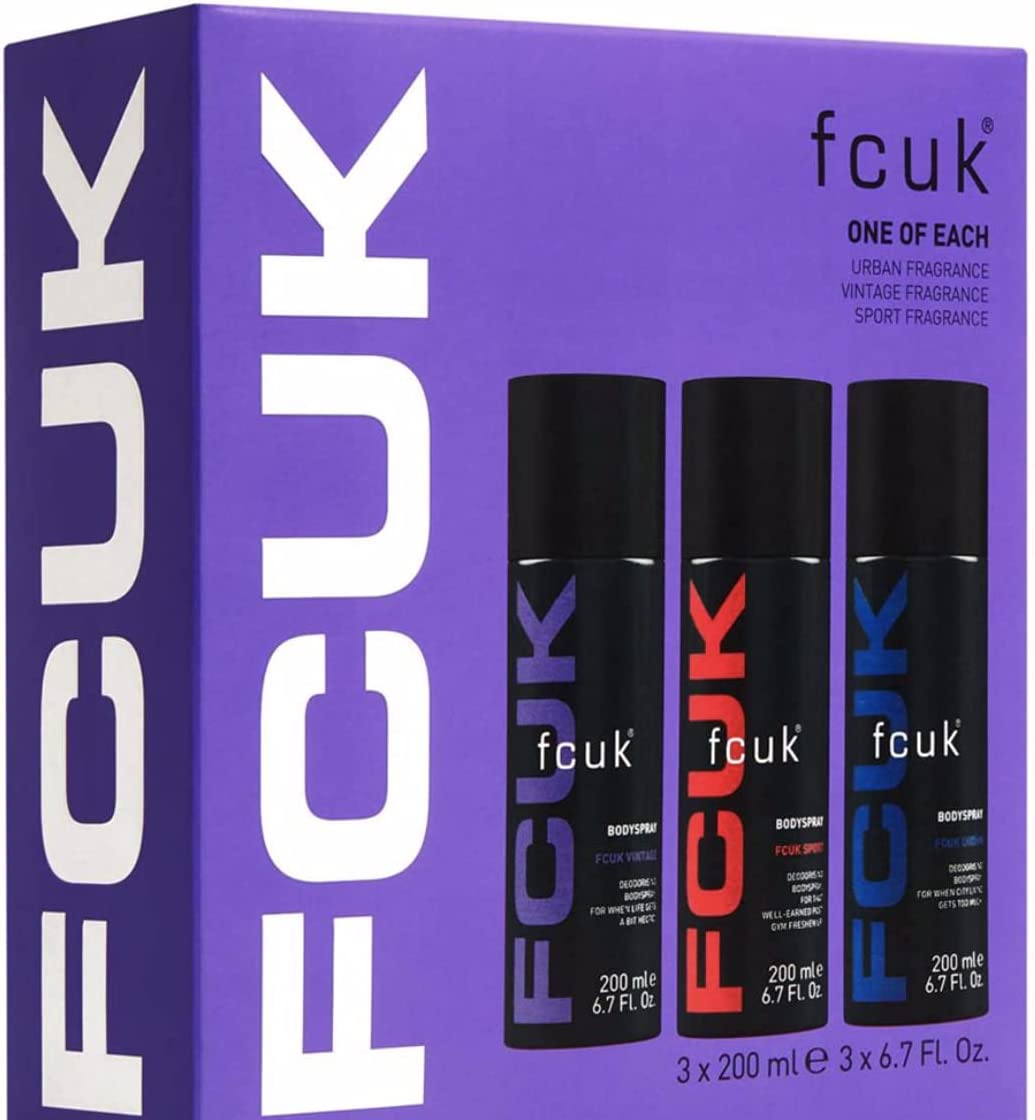 FCUK Body Spray Trio : Vintage,Sport and Urban, Pack of 3 - 6.7 Fl.Oz (200ml) Each