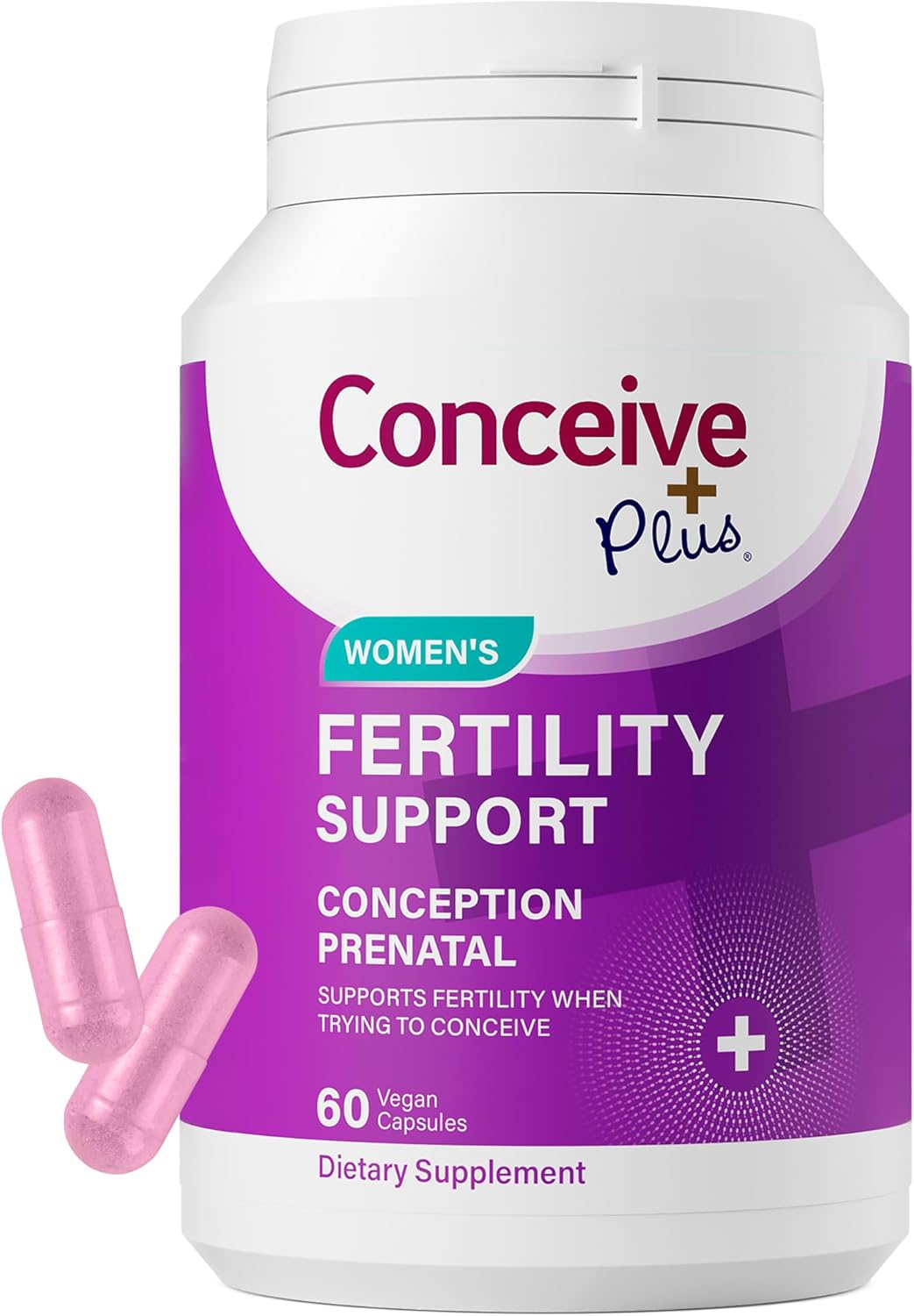 CONCEIVE PLUS Women’s Fertility Support Prenatal Multivitamin – Imported Vegan Conception Blend with Folate, Zinc & Biotin for Hormonal Balance (60 Capsules, 30 Days)