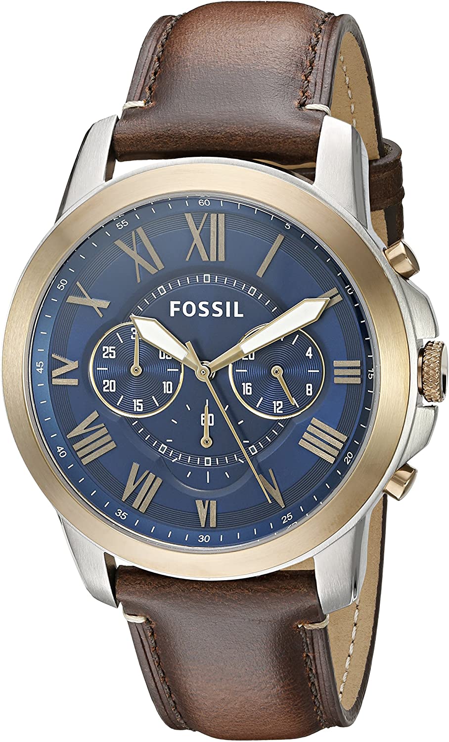 Fossil Men s FS5150 Grant Chronograph Dark Brown Leather Watch
