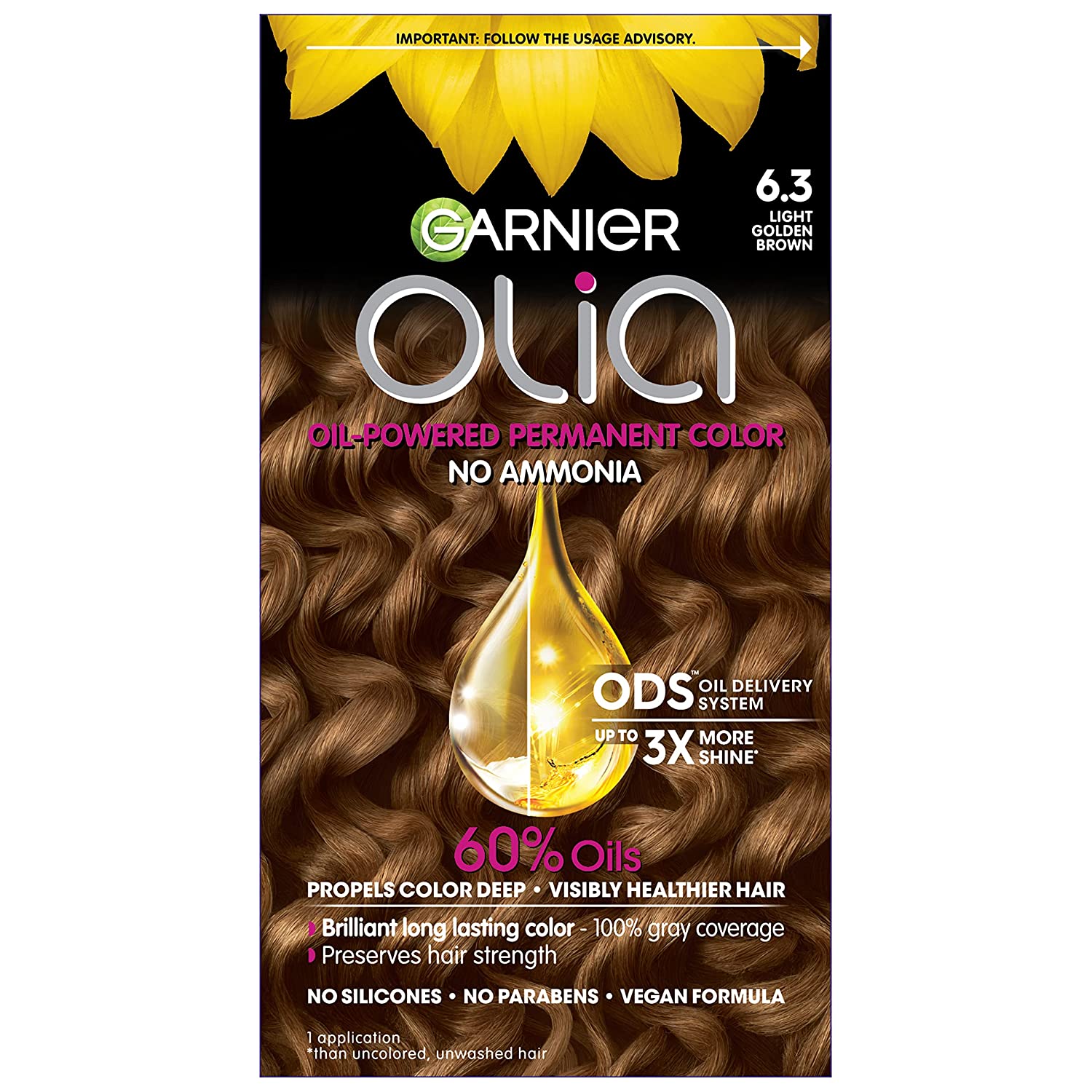 Garnier Olia Ammonia-Free Brilliant Color Oil-Rich Permanent Hair Color - 6.3 - Light Golden Brown Hair Dye