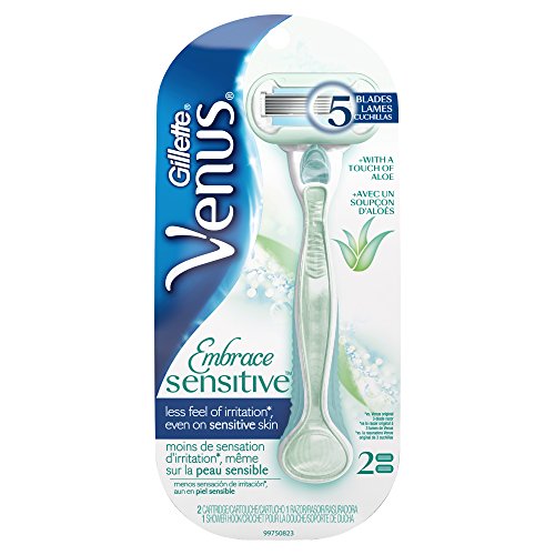 Gillette Venus Embrace Sensitive Women s Razor, 1 Razor Handle & 2 Razor Blade Refills