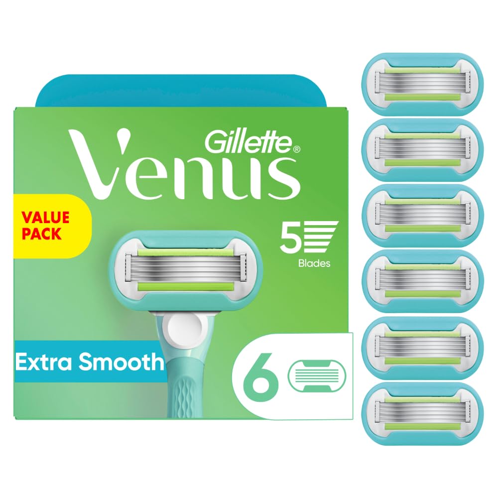 Gillette Venus Extra Smooth Women's Razor Blade Refills, 6 Count | 5-Blade Cartridges for a Close, Smooth Shave