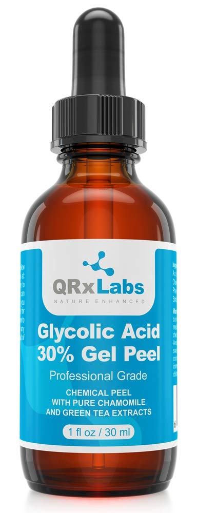 Glycolic Acid 30% Gel Peel with Chamomile and Green Tea Extracts - Professional Grade Chemical Face Peel for Acne Scars, Collagen Boost, Wrinkles, Fine Lines - Alpha Hydroxy Acid - 1 Fl.Oz (30ml)