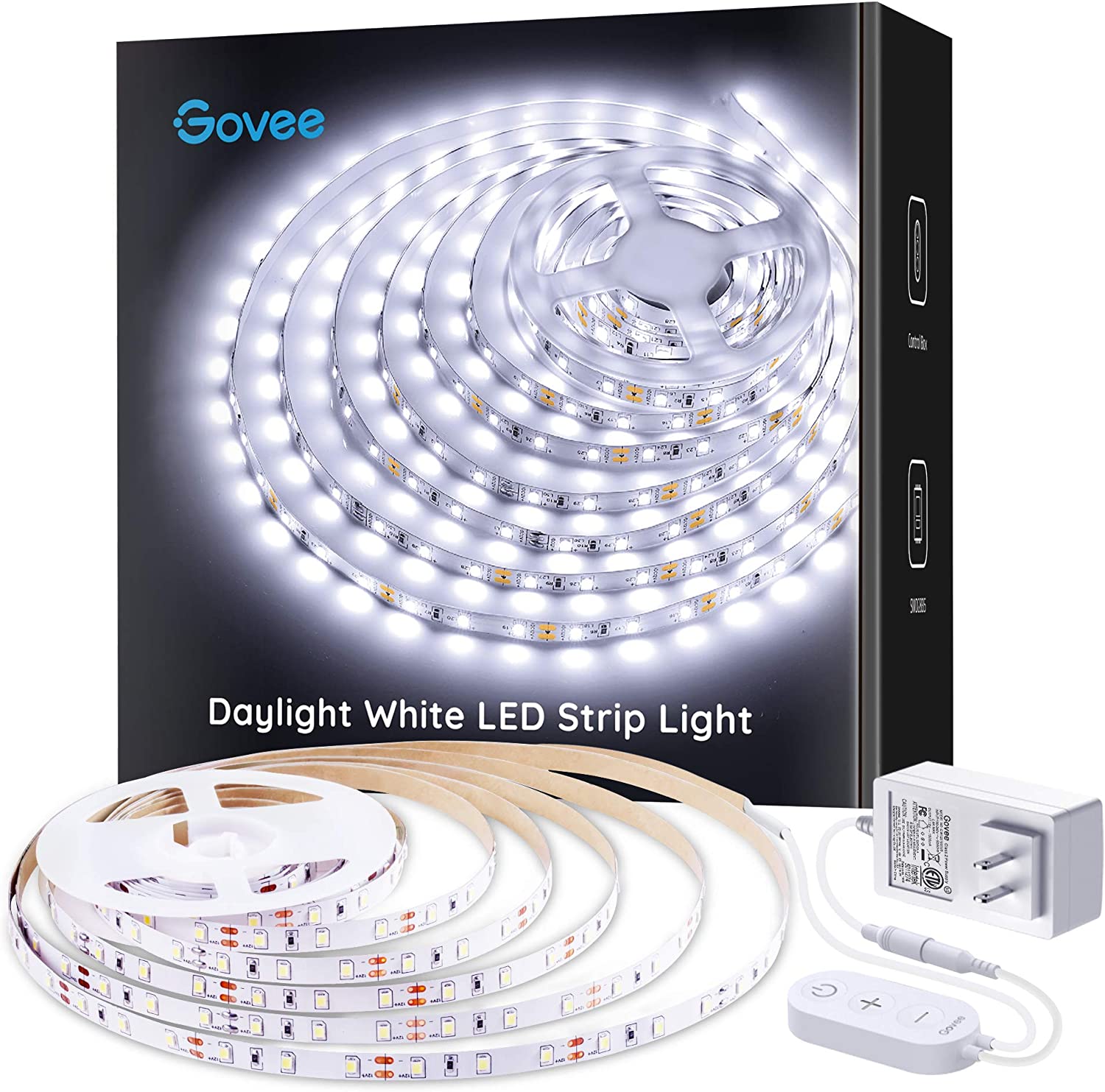 Govee White LED Strip Lights, Dimmable LED Light Strip 6500K Bright with Strong Adhesive - 16.4ft