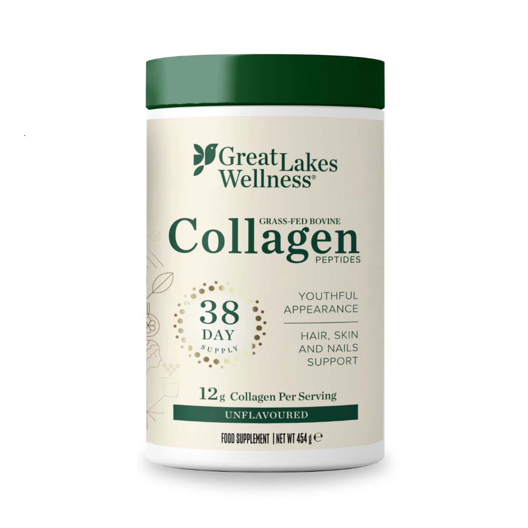 Great Lakes Unflavored Collagen Peptides Powder Supplement for Skin, Hair, Nail and Joints, pack of 4 - 16 Oz (454g)