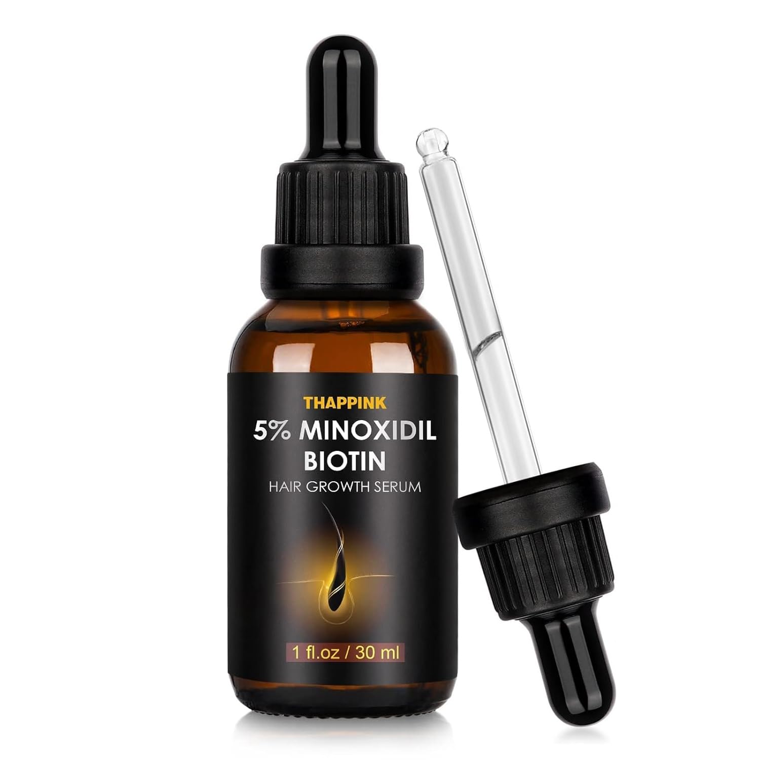Glemme 5% Minoxidil Hair Growth Serum with Biotin for Men & Women - Stop Hair Loss, Combat Thinning & Boost Beard Growth for Stronger, Thicker Hair