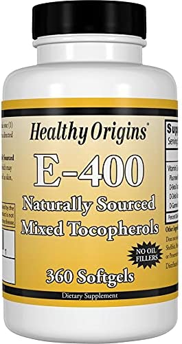 Healthy Origins 100% Natural Vitamin E-400 Mixed Tocopherols 400 Iu - 360 Sgels