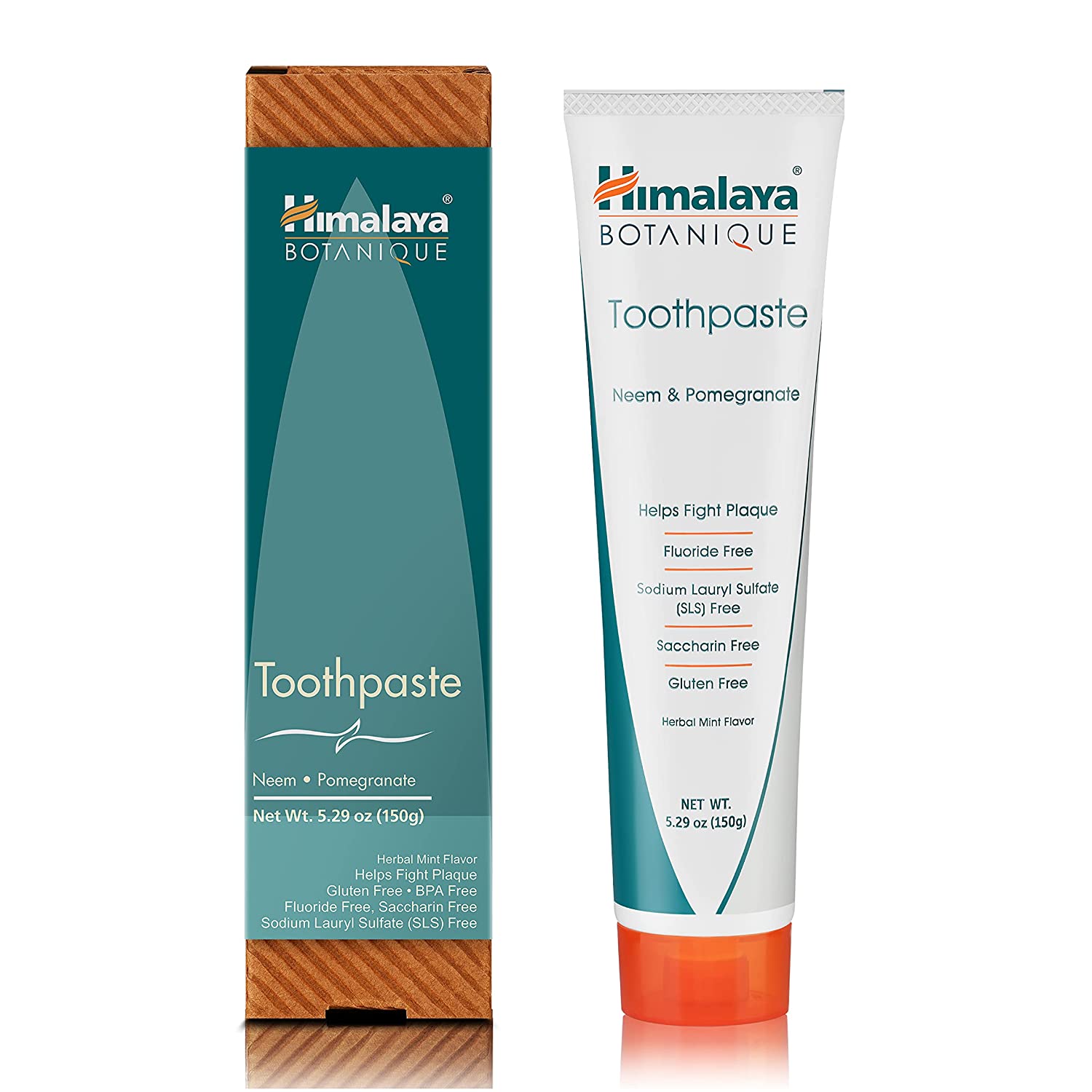 Himalaya Botanique Neem & Pomegranate Toothpaste, Original Formula for Brighter and Fresh Teeth- 5.29 oz (82g)
