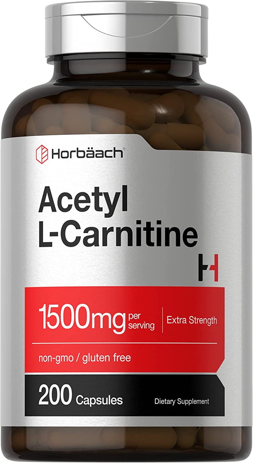 Horbaach Acetyl L-Carnitine 1500 mg Non-GMO, Gluten Free Supplement - 200 Capsules