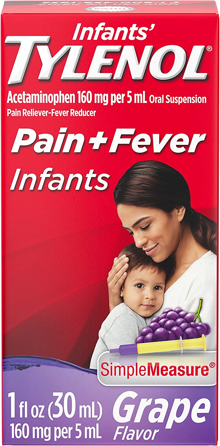 Infants' Tylenol Oral Suspension Liquid Medicine with Acetaminophen, Baby Fever Reducer & Pain Reliever - 1 Fl.Oz (30ml)