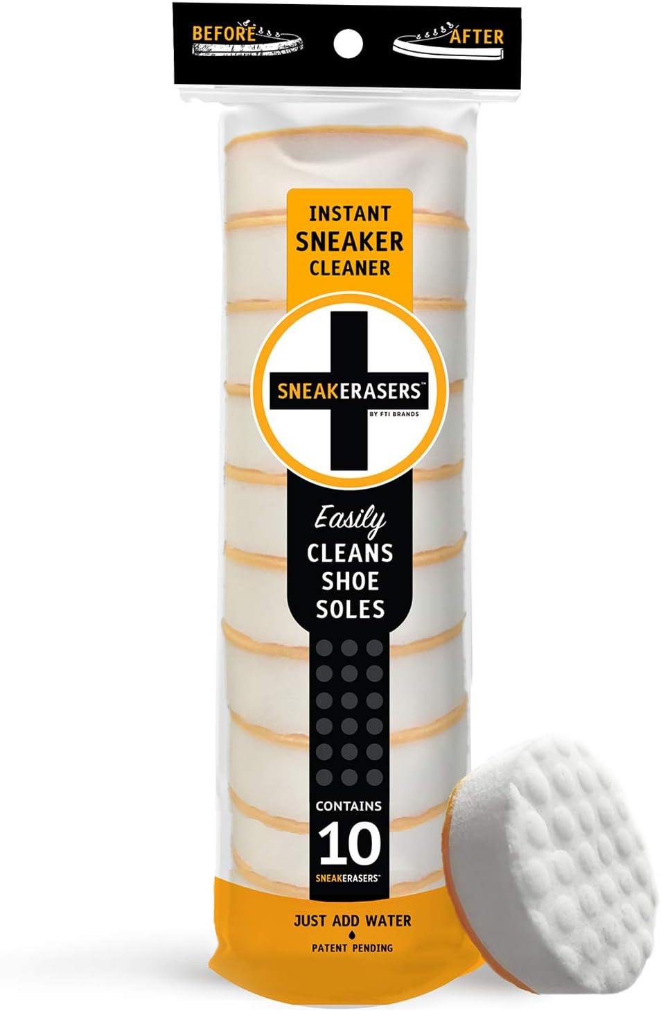 SneakERASERS™ Instant Sole and Sneaker Cleaner, Instant Sneaker Cleaning Sponge for Sole Whitening, 10 Pack