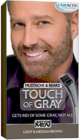 JUST FOR MEN Touch of Gray Hair Color, Mustache & Beard Kit, Light & Medium  Brown