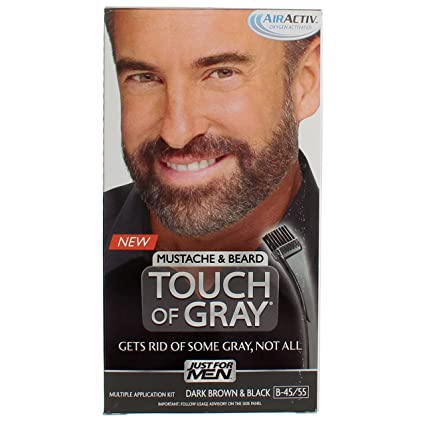 JUST FOR MEN Touch of Gray Mustache & Beard Hair Treatment Dark Brown & Black 1 ea Pack of 2