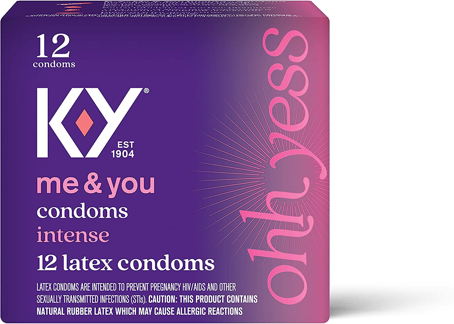 K-Y Me & You Intense Ultra Thin Latex Condoms- Water Based Lube HSA Eligible - 12 Count