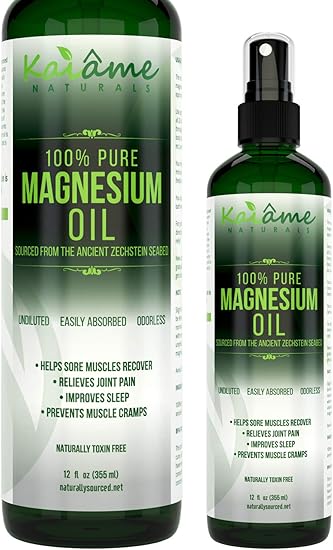 Kaiame Naturals Magnesium Oil Spray | LARGE 12 oz | Undiluted | Includes Travel Size Spray Bottle | 100% PURE and ORGANIC | Sourced from Ancient Zechstein Seabed | Highest Quality