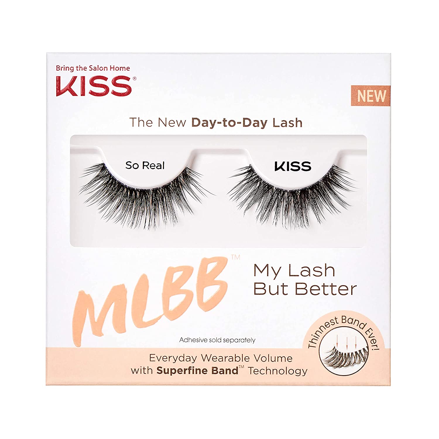 KISS MLBB False Eyelashes with Superfine Band Technology, Real  Eyelashes - 1 Pair