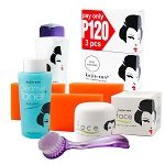 Kojie San Face & Body Complete Whitening 7pc Set -Kojic Acid Soap, Body Lightening Lotion with SPF25, Face Lightening Cream, Toner, and Cleansing Brush