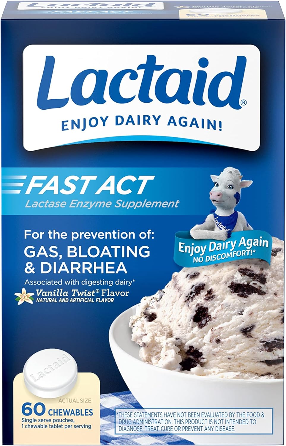 Lactaid Fast Act Lactose Intolerance Relief Caplets Lactase Enzyme Supplement, 60 Count