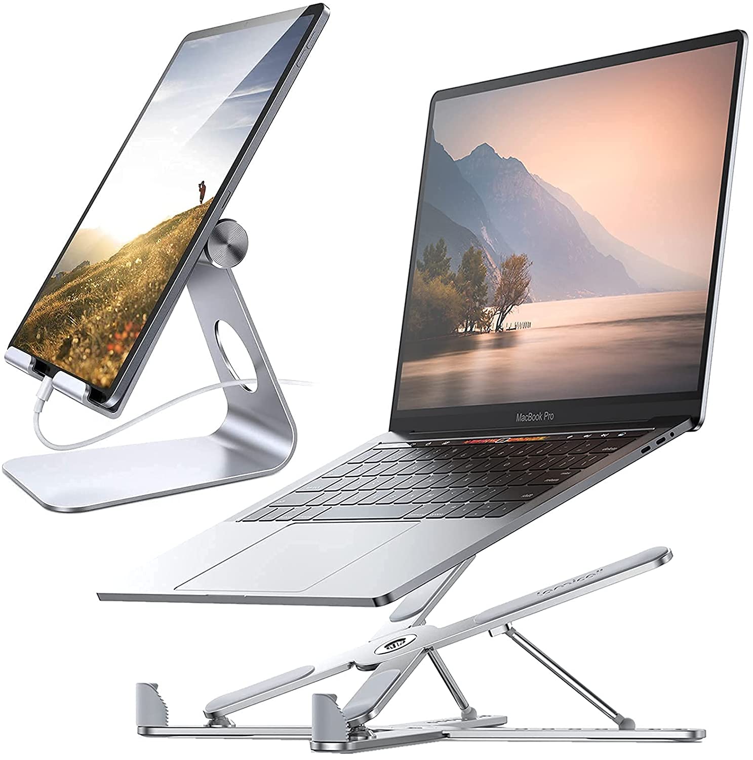 Lamicall Adjustable Tablet and Adjustable Laptop Stand Holder Riser Bundle