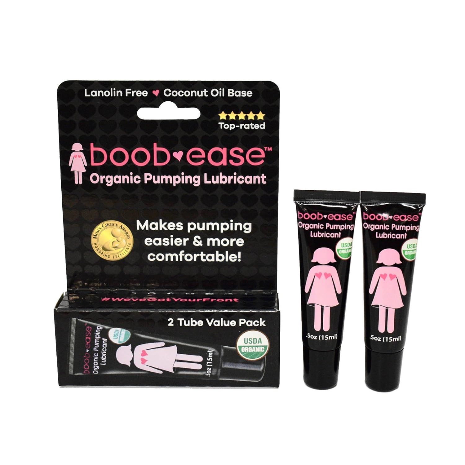 Lanolin-Free Breast Pump Lubricant Nipple Cream Safe for Breast Feeding 2 tubes