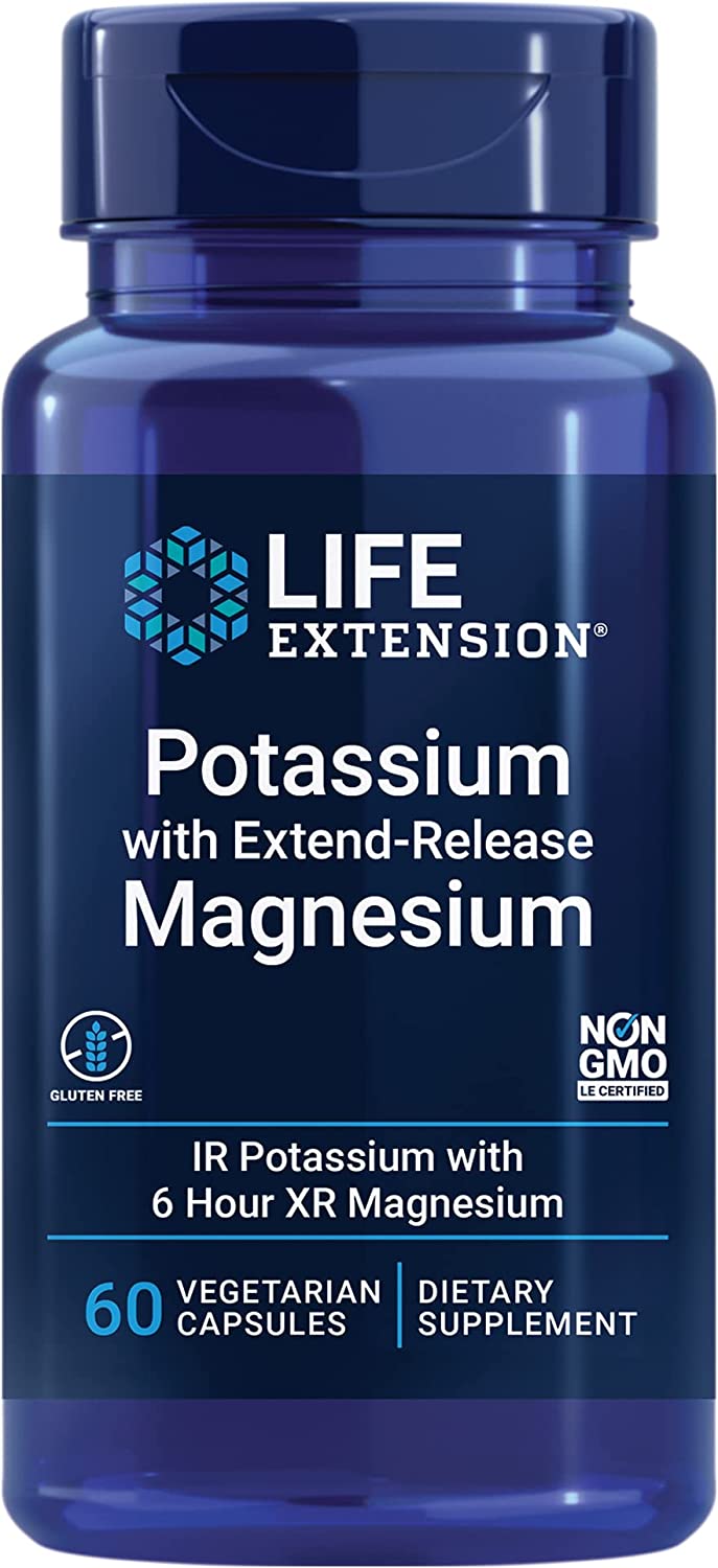Life Extension Potassium with Extend-Release Magnesium – For Blood Pressure & Vascular, Bone Health - 60 Veg Caps