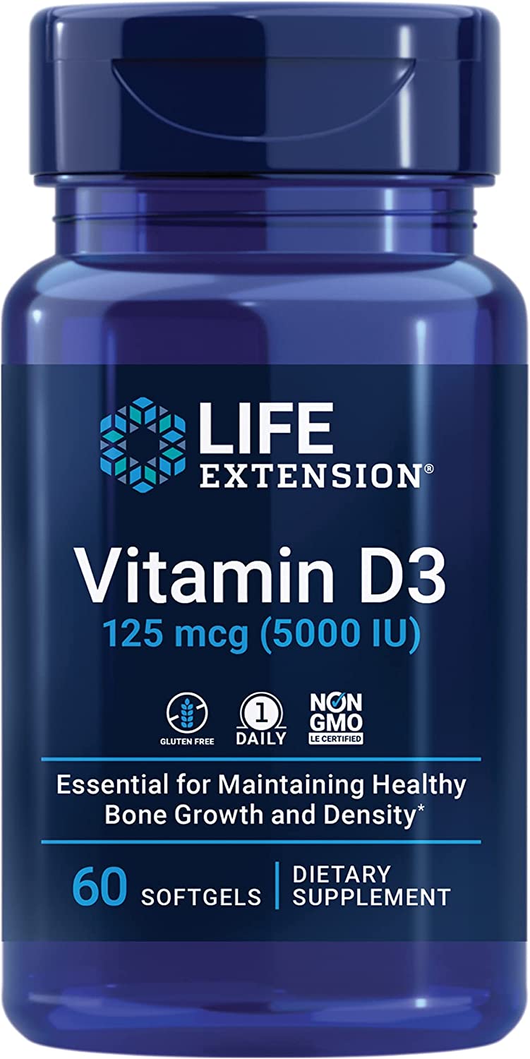 Life Extension Vitamin D3, 5000 IU, 60 Softgels