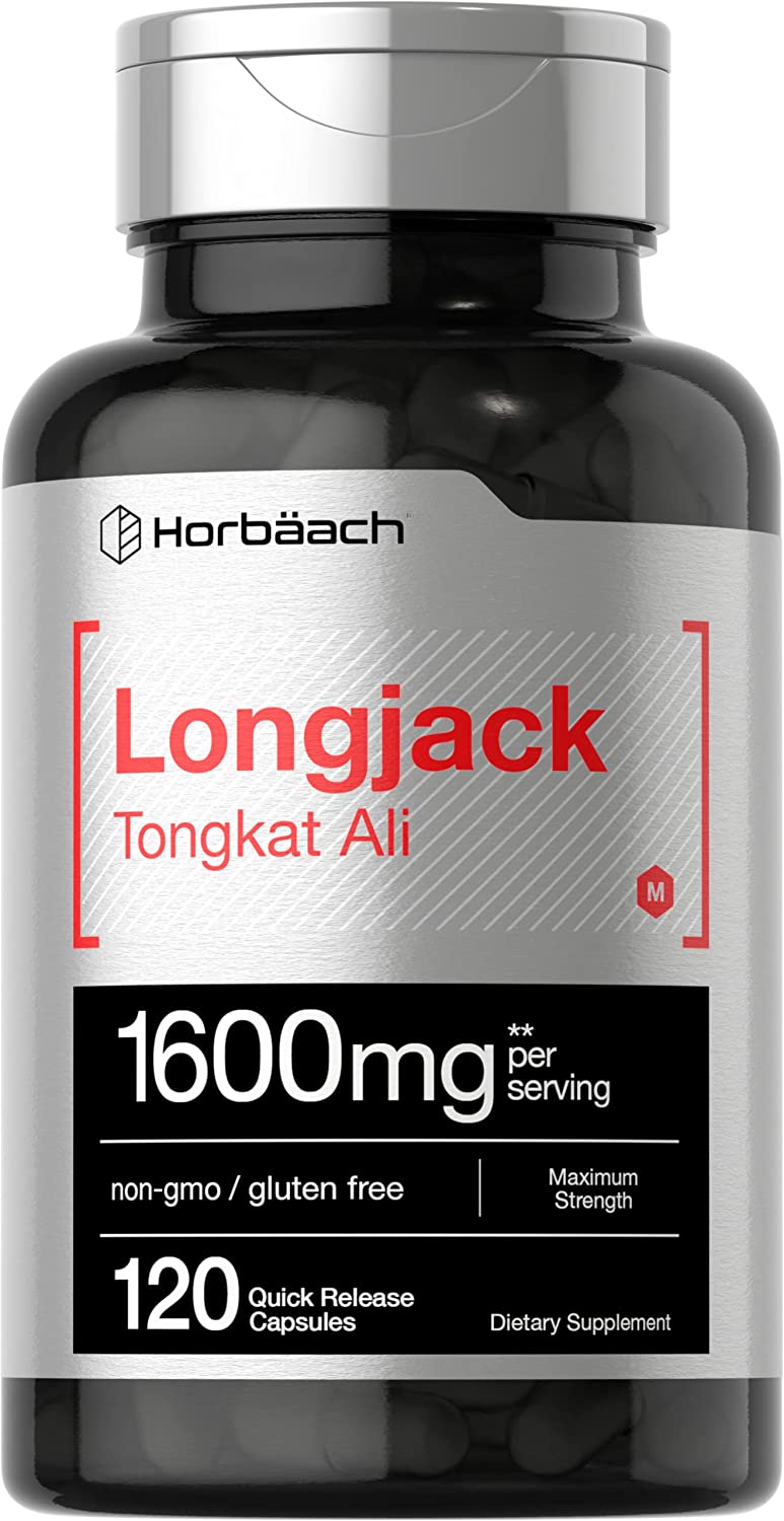 Longjack Tongkat Ali 1600mg Longifolia Root Extract Powder for Men's Nutrition - 120 Capsules