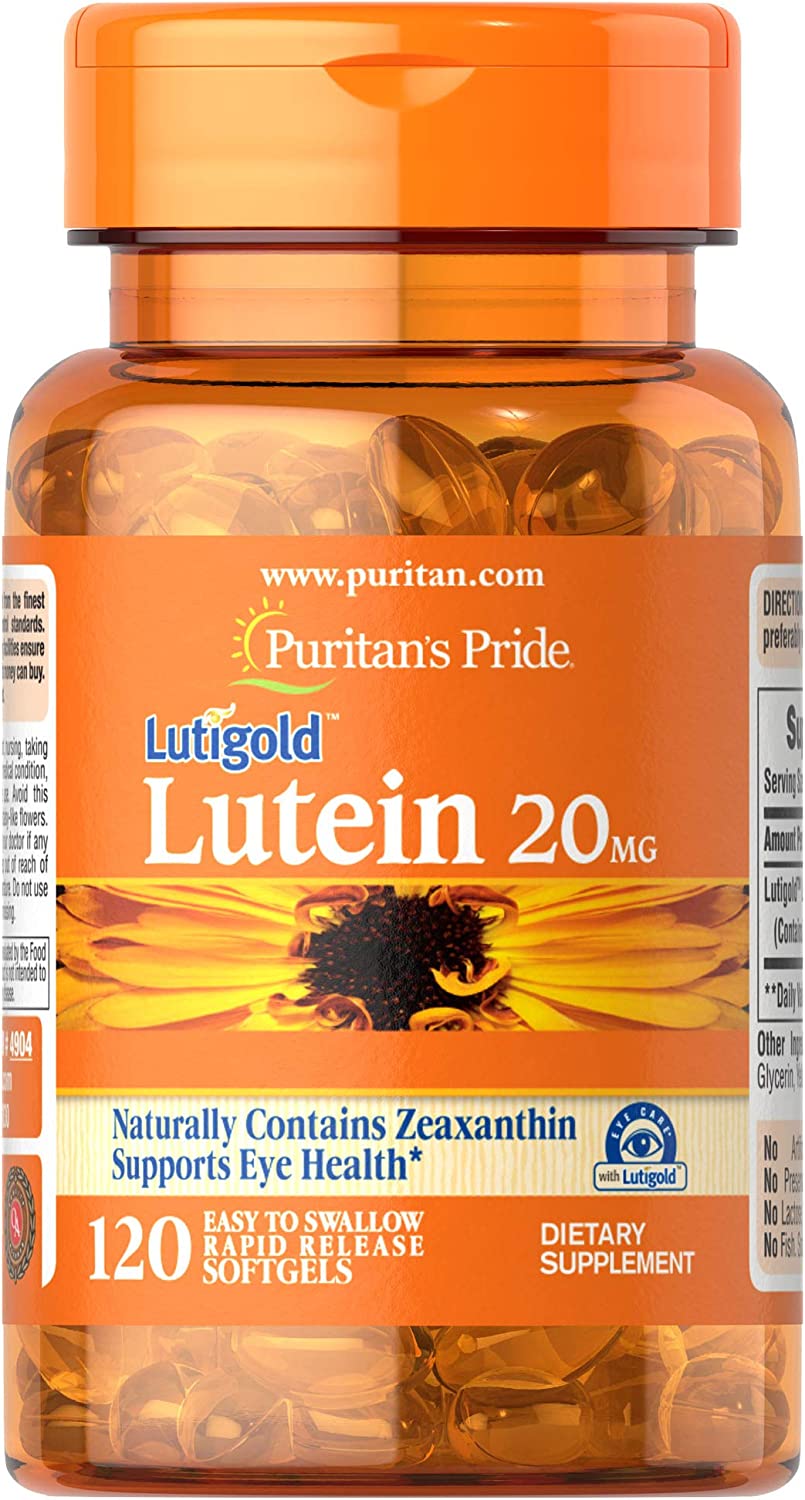 Lutein 20 mg with Zeaxanthin Softgels, Supports Eye Health  by Puritan's Pride - 120 Count