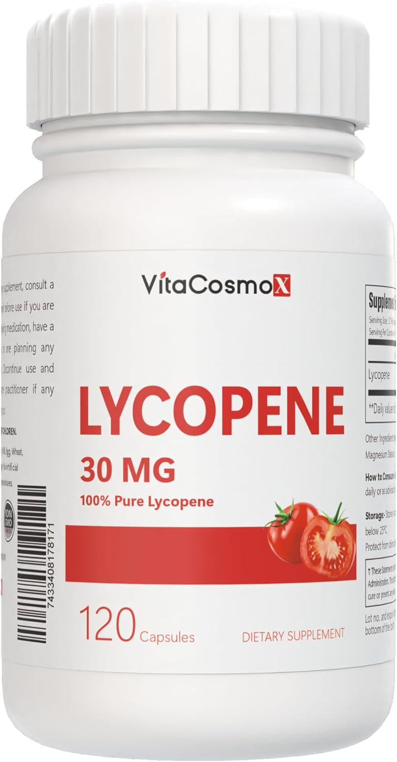 Lycopene Supplement, 30mg - 120 Vegan Capsules - 60 Servings