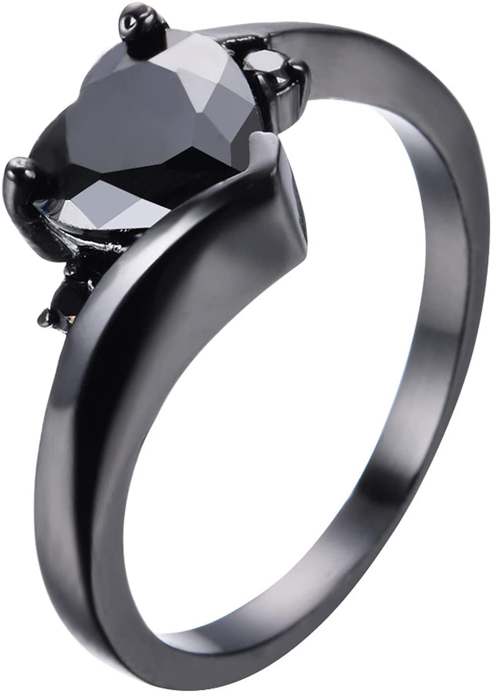 ManRiver Love Promise Heart Shape Diamond Gemstone Rings for Women Gifts Rings Jewelry Accessory – (Black, 8)