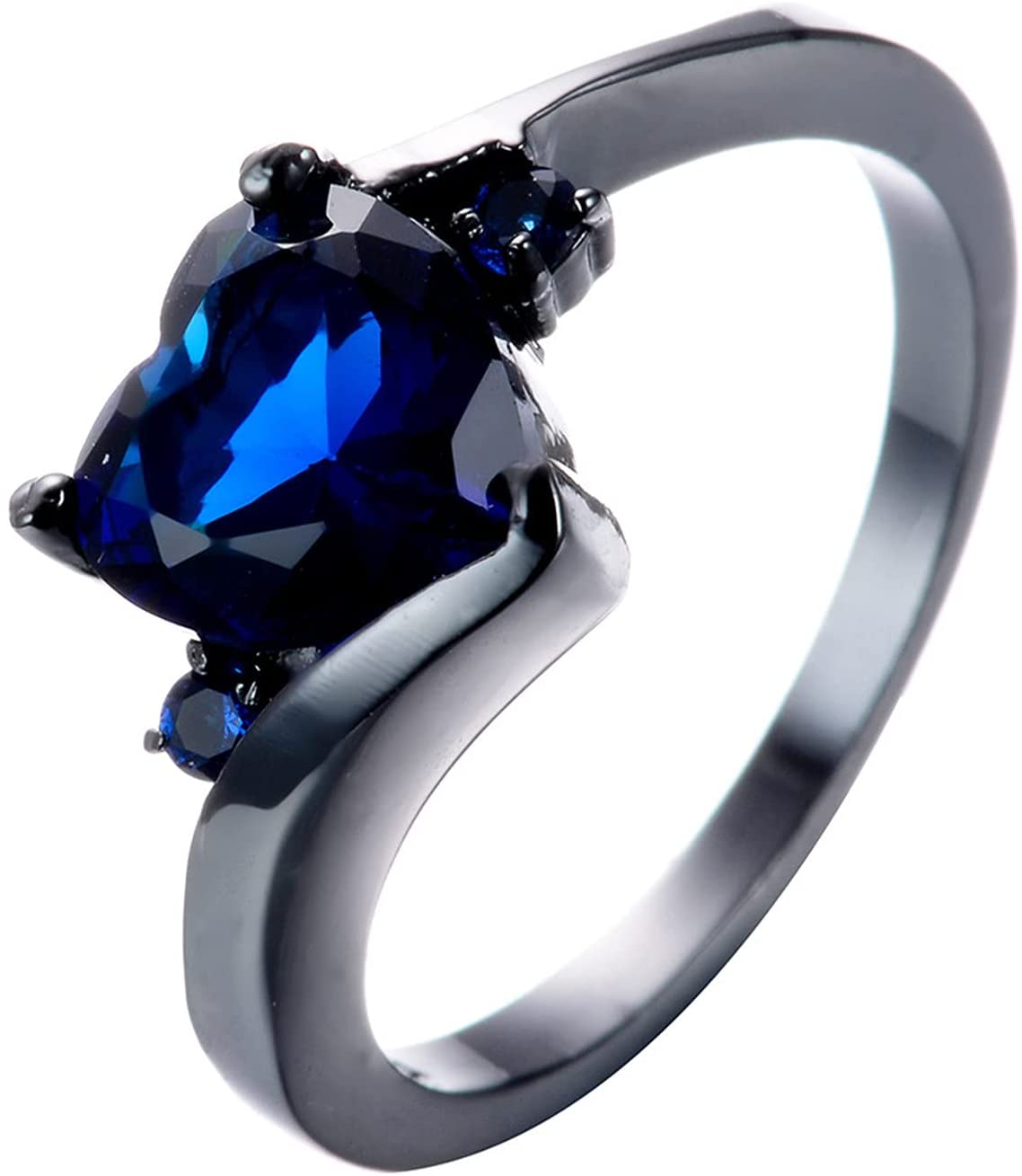 ManRiver Love Promise Heart Shape Diamond Gemstone Rings for Women Gifts Rings Jewelry Accessory – (Blue, 8)