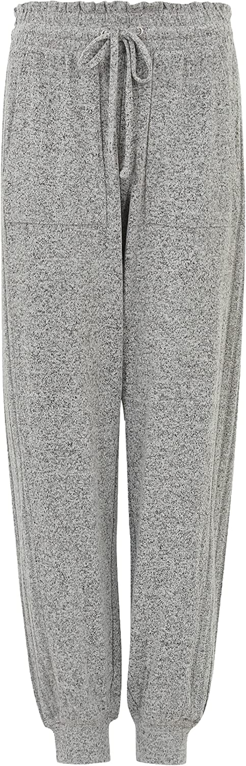 Marks & Spencer Women’s Loungewear Cozy Knit Rib Long Cuffed Pant - 10 Size, Grey Mix