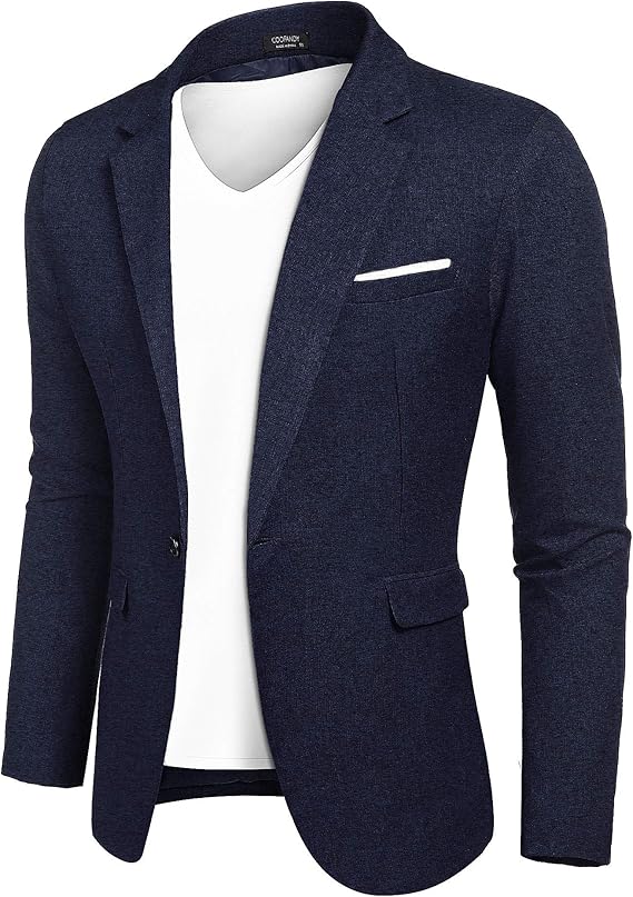 Men Lightweight Casual Blazer – One Button Sports Coat Smart Fit Pakistan Navy Blue