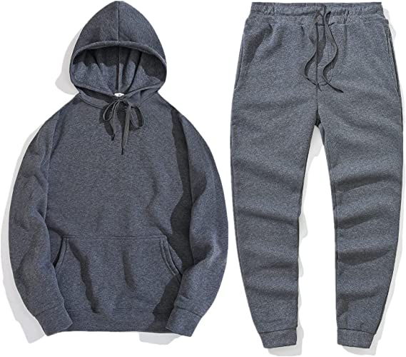 Men's Casual Tracksuit Long Sleeve Sweatsuit Set for Running Jogging, Sports Jacket and Pants - Dark Gray