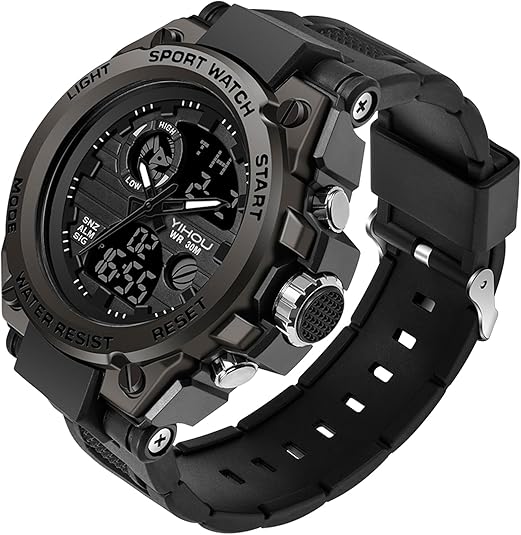Men's Military Outdoor Sports Electronic Waterproof Watch Tactical Army Wristwatch LED Stopwatch- Ar