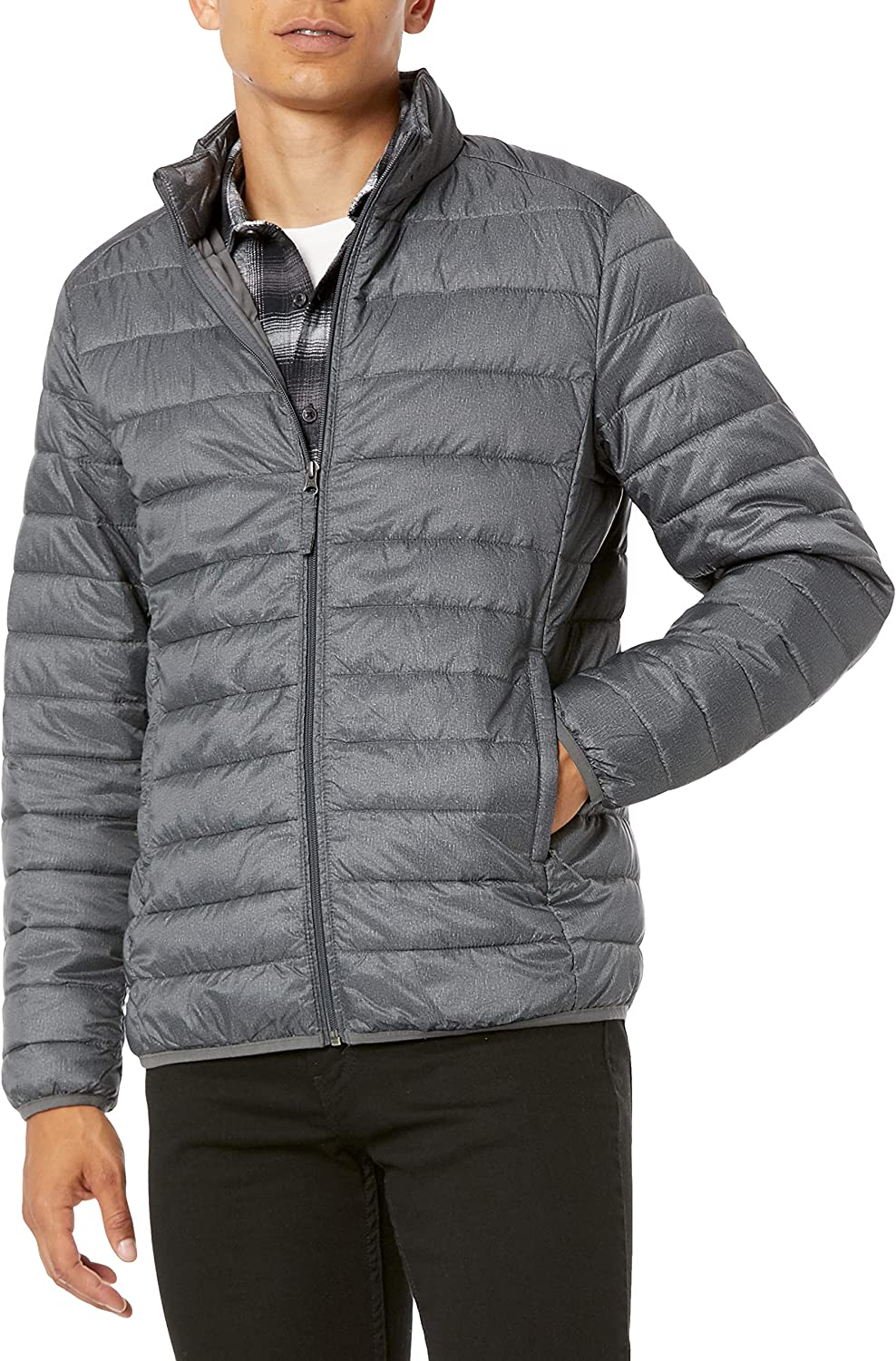 Men's Packable Lightweight Water-Resistant Puffer Jacket - Charcoal Heather