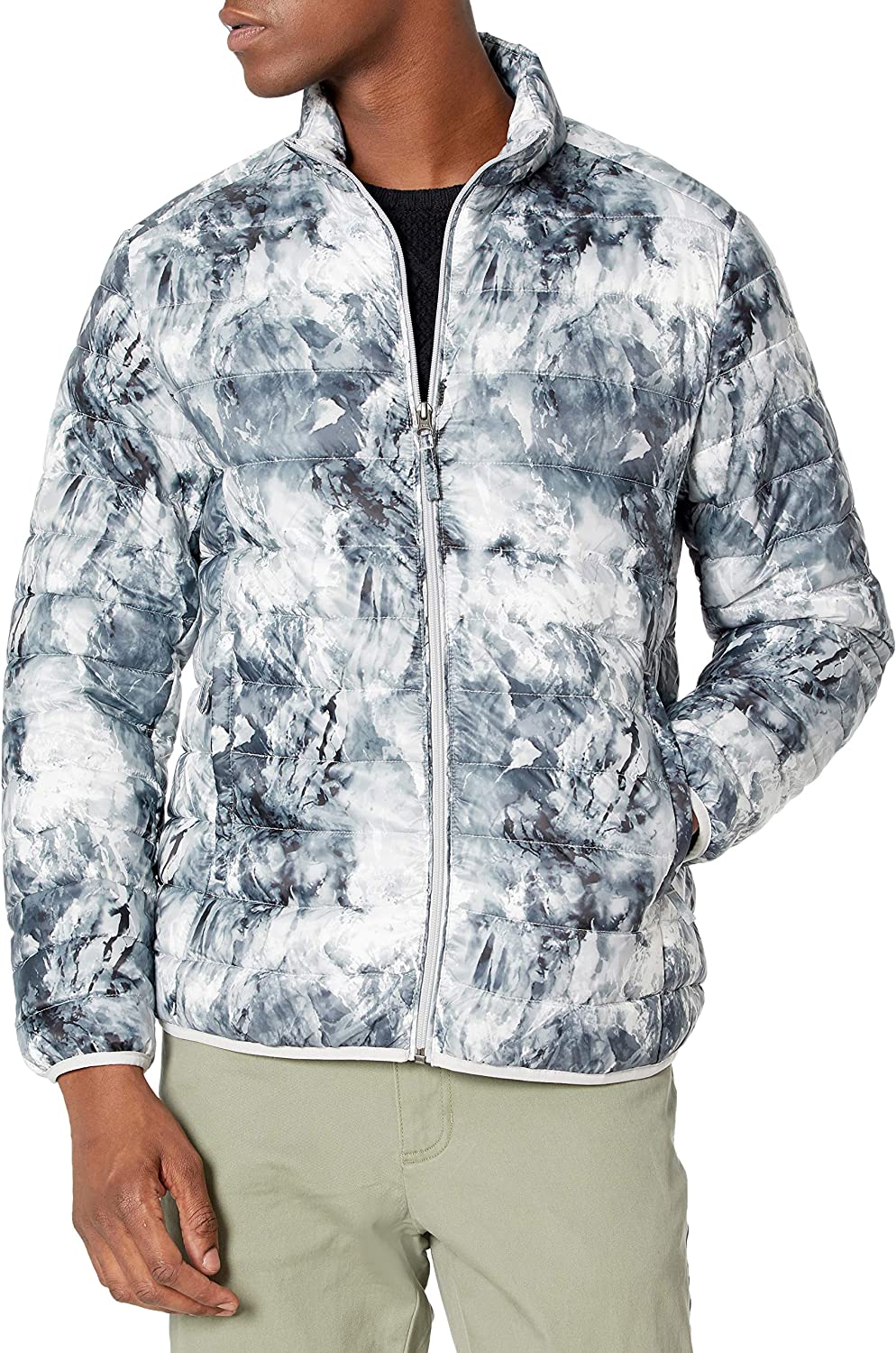 Men's Packable Lightweight Water-Resistant Puffer Jacket - Marble