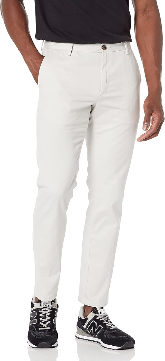 Men Slim Fit Chino Pants – Wrinkle Resistant Smart Casual Trousers Pakistan, Silver